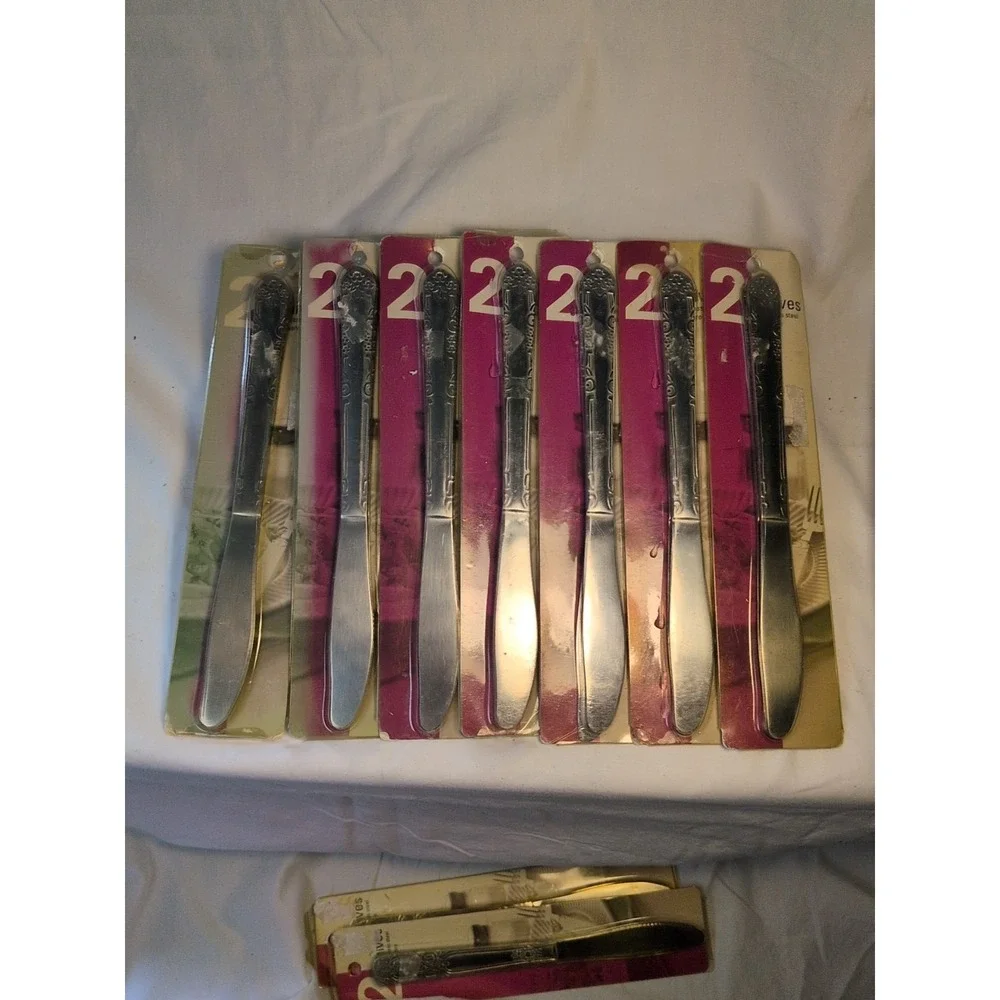 Lot of 14 Stainless Steel Dinner Knives Royal Household Products New Sealed Flat